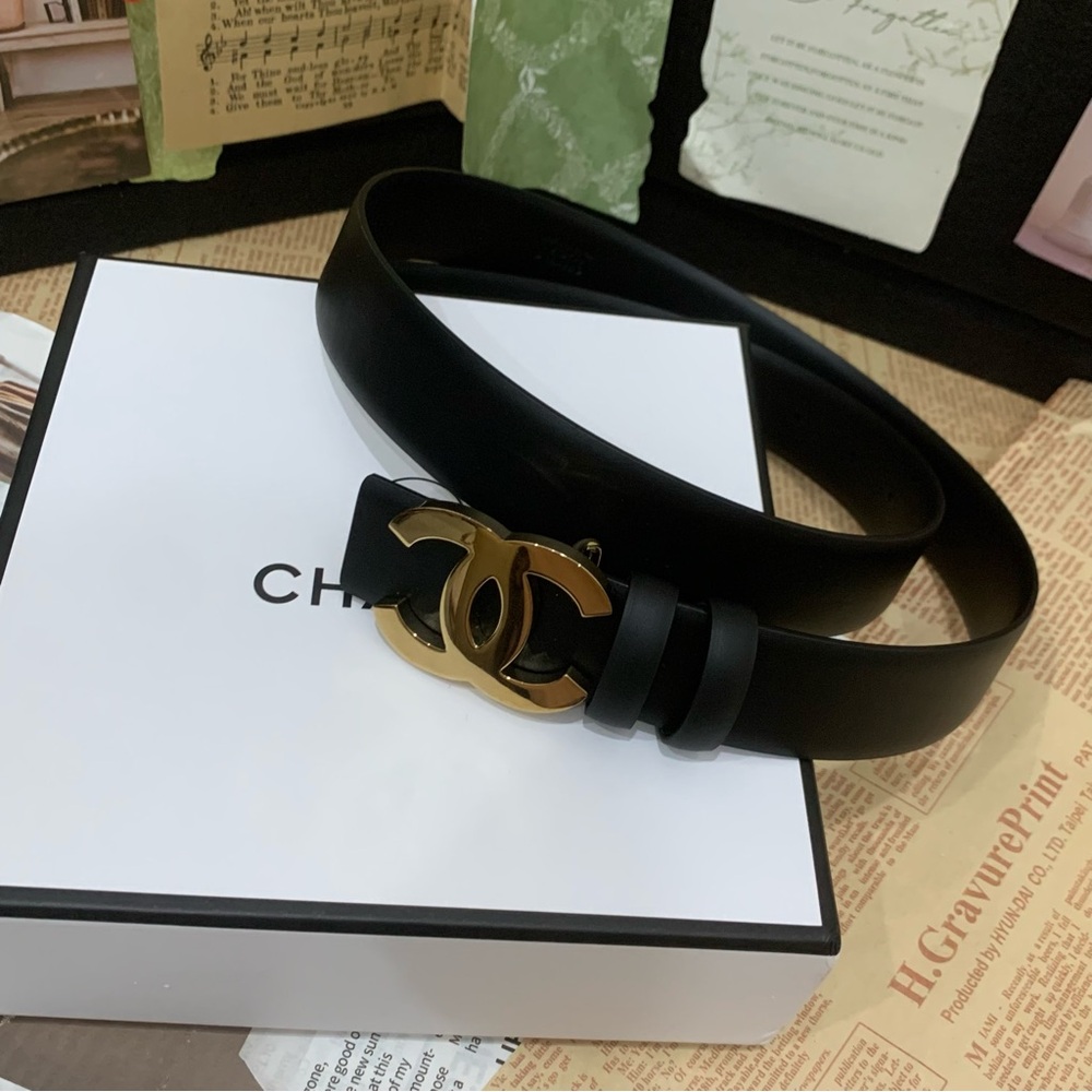 Chanel Women's Black Belt SZ 95 - Picture 3 of 4